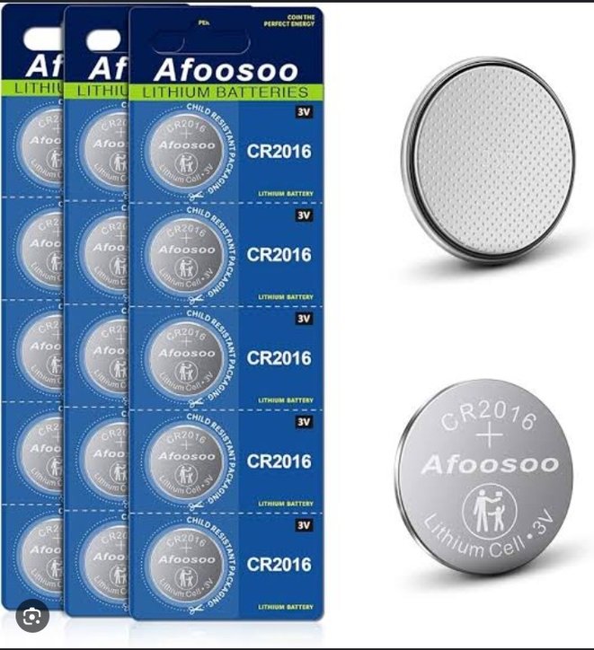 CR2016 lithium coin cell batteries.
