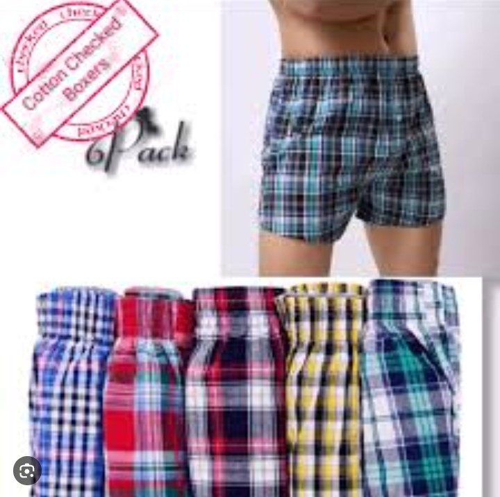 Men's cotton plaid boxer shorts