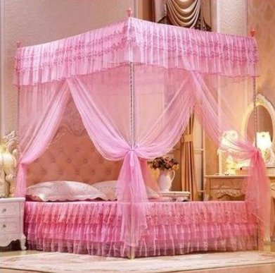 Mosquito net with metallic stand-pink-4*6/5/