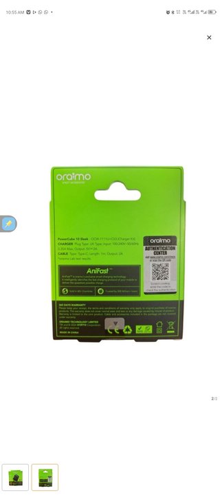 Original Oraimo compact fast charger + c cable